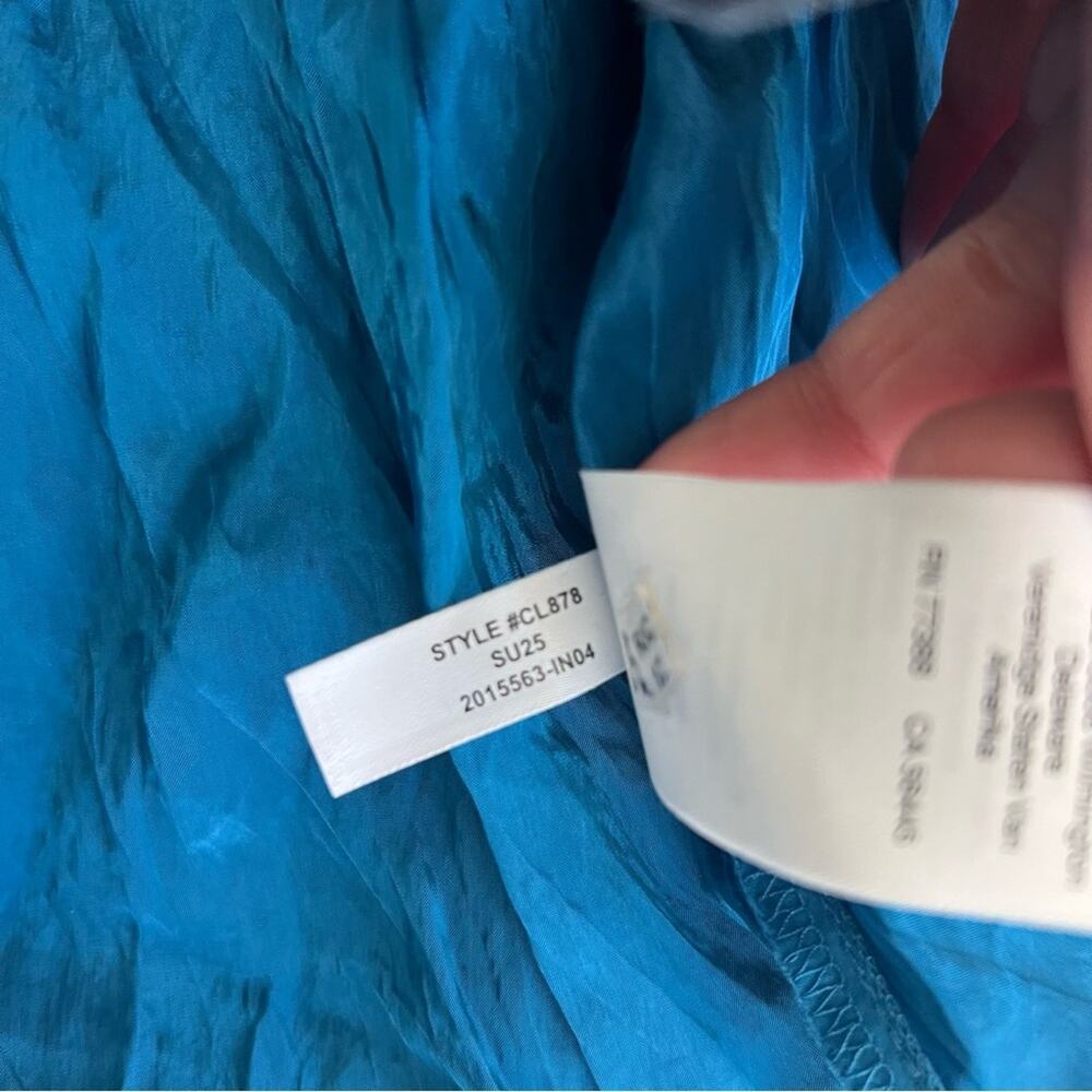 J Crew Palermo Viscose Blend Crinkle Sea Blue Travel Midi Dress Size LP NWT - Picture 16 of 16